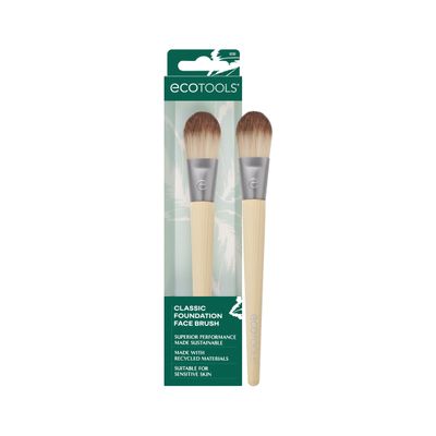 EcoTools Classic Foundation Face Brush, For Liquid, &amp; Cream Foundation, Flat Foundation Brush, Makeup Brush For Natural Makeup, Buildable Coverage, Synthetic Bristles, Cruelty- Free, 1 Count