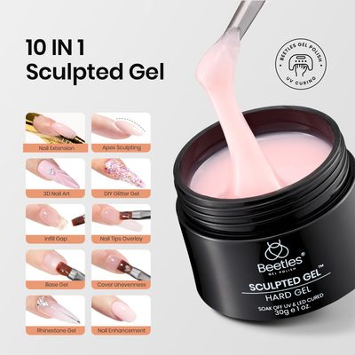 Beetles Builder Gel for Nails-10 in 1 30g 3 Colors Builder Gel Nail Kit Nail Extension Clear Nude Pink Hard Gel Sculpted Gel with Base Top Coat Nail Forms Nail Pen Nail Art Manicure Gift for Women
