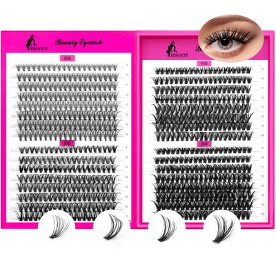 XIBIGEYE Lash Clusters 640PCS Cluster Eyelash Extensions 9-16mm Mixed Lashes Clusters 20D30D40D50D Natural Eyelash Clusters DIY Wispy Lash Clusters
