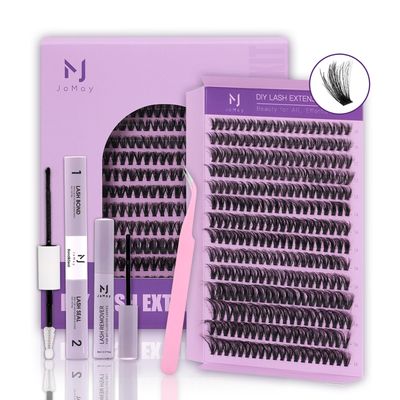 Fluffy Lash Clusters 280pcs Eyelash Extension Kit Thick 60d Volume Cluster Lashes Extension Kit with Bond and Seal for Individual Lashes Diy Lash Extension Kit by Jomay