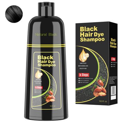 BELEZALIB Black Hair Dye Shampoo for Woman &amp; Man, Argan Hair Color Shampoo 3 in 1, Semi-Permanent Gray Hair Coverage, Mild Formula, Lasts 30 Days(16.90 oz)