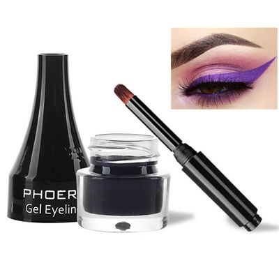Go Ho Waterproof Gel Eyeliner Pot,Matte Purple Eyeliner Makeup,Smooth Highly Pigmented Long Lasting Gel Eyeliner with Brush,Eye Liner Gel for Women,210 Purple
