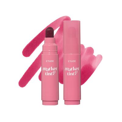 ETUDE Dear Darling Marker Tint #2 Mono Plum | Hydrating &amp; Long Lasting Lip Stain | High Pigmented Lip Maker with Easy Drawing Tip | Korean Daily Lip Tint, Korean Makeup, Kbeauty, Perfect for Gift
