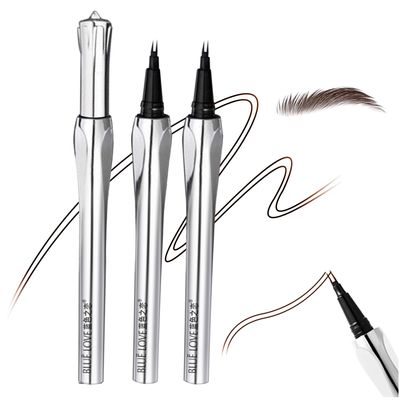 BLUE LOVE 2PCS Two-Prong Eyebrow Pen, Upgrade 2 Tipped Eye Brow Pencils for Women, Waterproof Lasting All-Day Eye Makeup with Microblading Brow Pen with Hair Like Strokes (2PCS Brown)