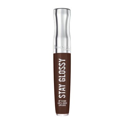 Rimmel London Stay Glossy, 435 Cocoa Kiss, Lip Gloss, Non-Sticky, Cruelty-Free, Color and Shine, Up To 6-Hour Wear, Precise Applicator, 0.18oz