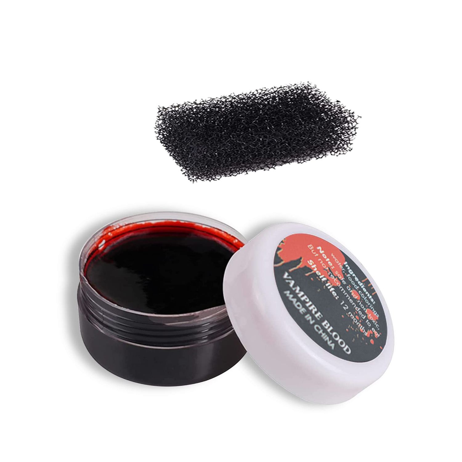 Fake Blood Gel Kit with Stipple Sponge,Halloween SFX Makeup Fake Blood,Fake Wound,Zombie,Vampire and Monster Dress Up Cosplay (Fake Blood Gel 30g1.06 oz)