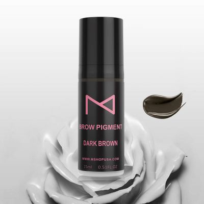 M Brow Semi Cream Pigment By Mellie Microblading - For Eyebrows Powder Brows Manual &amp; Machine Use - Medical Grade - No Mixing - For Professionals Only -15ml (DARK BROWN)