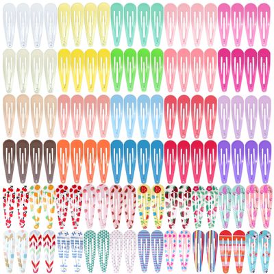 120 Pcs Funtopia 2 Inch Candy Color Barrettes and Non-Slip Metal Snap Hair Accessories for Kids, Teens, and Women (40 Assorted Colors)