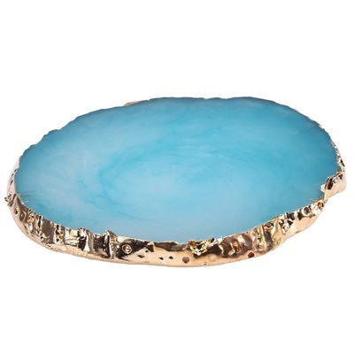 Nail Art Plate, Resin Stone Gel Polish Holder Makeup Mixing Palette Drawing Color Palette Nail Art Display Cosmetic Mixing Set Nail Tips Painting Tray (Blue)