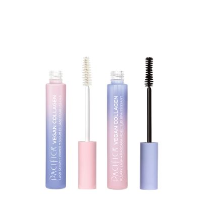 Pacifica Beauty Vegan Collagen Lash Serum and Primer &amp; Fluffy Lash Mascara Duo Set, Makeup, Black Mascara, Volumizing, Lengthening, Conditioning, Vitamin B &amp; E, Eyelash Serum, Eye Makeup (Set of 2)