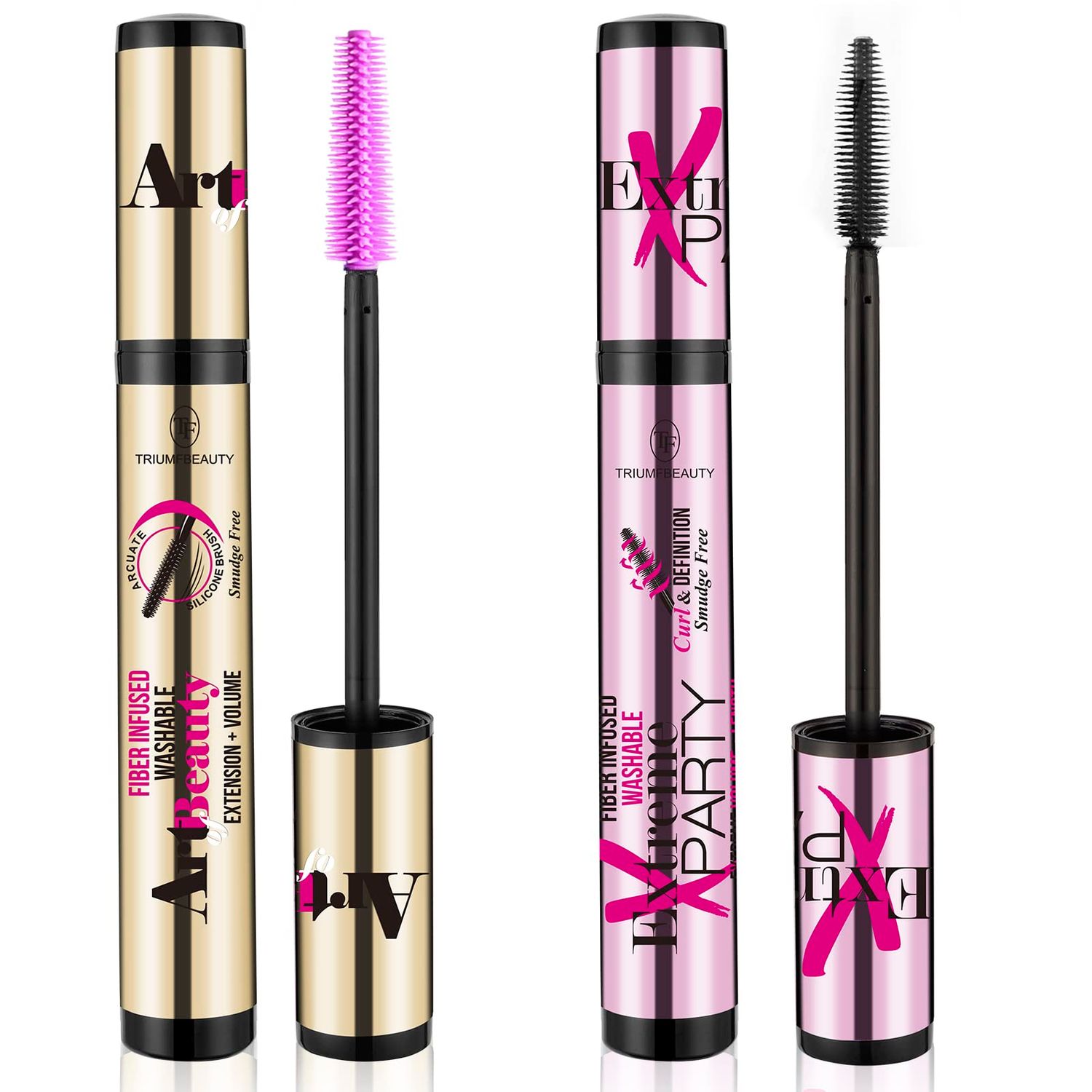Unclumpable Natural Fiber Washable Mascara - Black Volume &amp; Length, Waterproof, Smudgeproof, Pack of 2 for Bold, Full Lashes, Vegan &amp; Cruelty Free