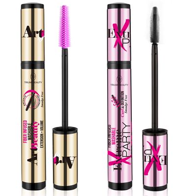Unclumpable Natural Fiber Washable Mascara - Black Volume &amp; Length, Waterproof, Smudgeproof, Pack of 2 for Bold, Full Lashes, Vegan &amp; Cruelty Free