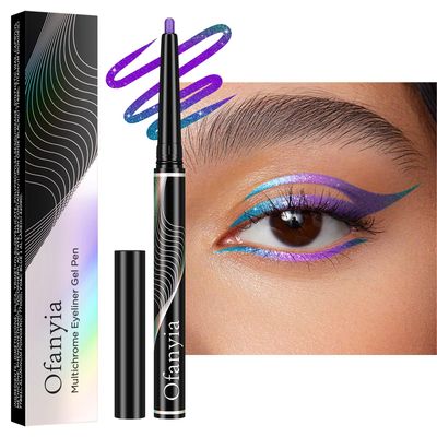 Ofanyia Multichrome Eyeliner Pencil, Metallic Gel Eyeliner, Blue Green Purple Shifting Colors EyeLiner Pen, Long-lasting Waterproof Eyeliner, Smudge Proof Easy To Color Gel Eyeliner Pencil