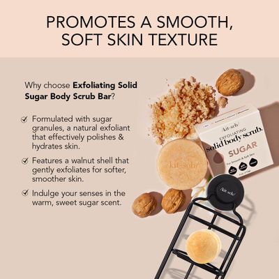 Kitsch Exfoliating Sugar Body Scrub Bar - Soap Bar for Smooth, Hydrated &amp; Glowing Skin | Made in US | Natural Exfoliating Bar Soap for Men &amp; Women with Sugar Scent | Sulfate Free &amp; Paraben Free, 4 oz