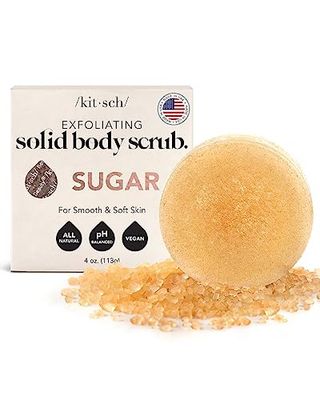 Kitsch Exfoliating Sugar Body Scrub Bar - Soap Bar for Smooth, Hydrated &amp; Glowing Skin | Made in US | Natural Exfoliating Bar Soap for Men &amp; Women with Sugar Scent | Sulfate Free &amp; Paraben Free, 4 oz