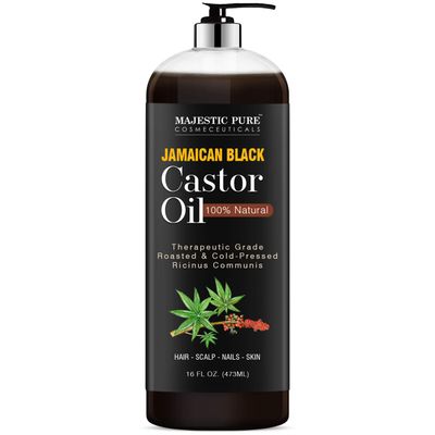 MAJESTIC PURE Pure Jamaican Black Castor Oil for Hair Care, Strengthening, Nourishing, and Volumizing Formula - Non GMO Verified, 16 Fl Oz