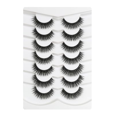 3D Clear Band False EyeLashes Natural Look Cat Eye Wispy Fake lashes Short Supernatural Cross Soft Reusable Lashes 7 Pairs-Happy Heartbeat(No.207)