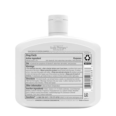 Neutrogena Scalp Therapy Anti-Dandruff Shampoo for Scalp Build-up Control, 2.5% salicylic acid, with Apple Cider Vinegar Fragrance, 12 fl oz