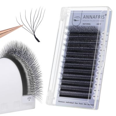 ANNAFRIS 8D Premade Fan W Shape Eyelash Extensions 0.07 C Curl 13mm Volume Self Fanning False Lashes Makeup Supplies Professional Use Lash Extension(0.07 C, 13mm)