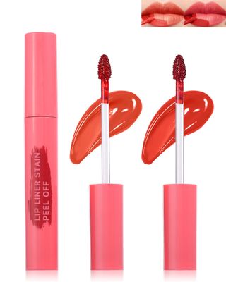 Peel Off Lip Liner Stain Set, 2Pcs Waterproof Lip Tattoo Peel Off Lip Tint Stain, Long Lasting Transfer-Proof Non Stick, Matte Finish High Pigmented Color Peel &amp; Reveal Lipliners Makeup for Women-12