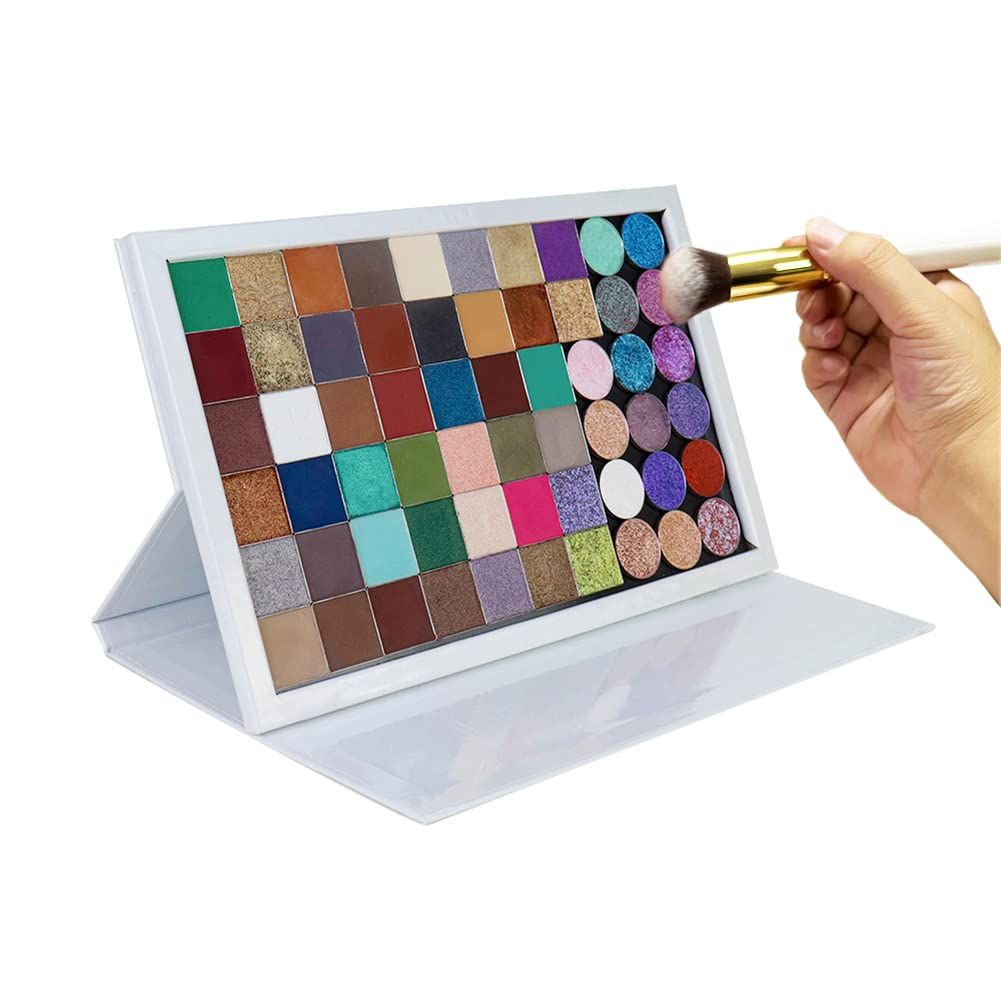 SZDYM strong portable ipad style standable large empty magnetic organizer palette, big white holographic cardboard magnetic palette, holding 60pcs 26mm round or square pans.