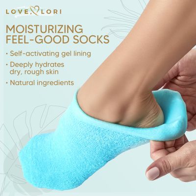 Premium Moisturizing Socks - Self Care Gifts for Women (Up to Size 8.5) Gel Silicone Aloe Foot Spa Sock Infused with Vitamin E &amp; JoJoba Oil