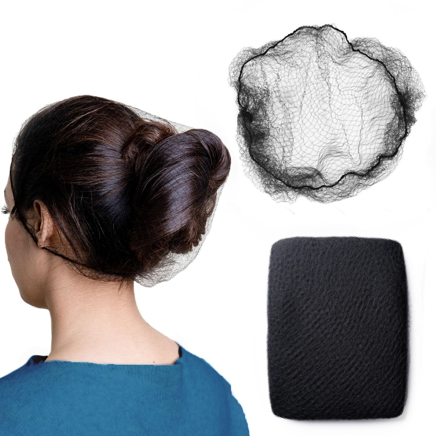 ZefeqCo Hair Net Black - 100Pcs - 24 inches Invisible Nylon Hair Nets for Women and Men - Perfect for Hair Bun, Sleeping, &amp; Kitchen Food Service