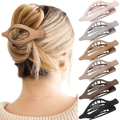 French Concord Hair Clips - 6Pcs Side Slide Volume Clips for Women Girls, Strong Hold No Slip Grip, Thick or Thin Hair (Matte Finish, L4.6 IN, W1.97IN)