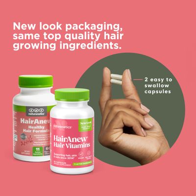 Naturenetics HairAnew Hair Growth Vitamins for Women &amp; Men - Hair Vitamins For Faster Hair Growth &amp; Thickness - Part of Proceeds go to Hair Loss Charity - Vegan Hair Supplement For Hair Skin Nails (1)