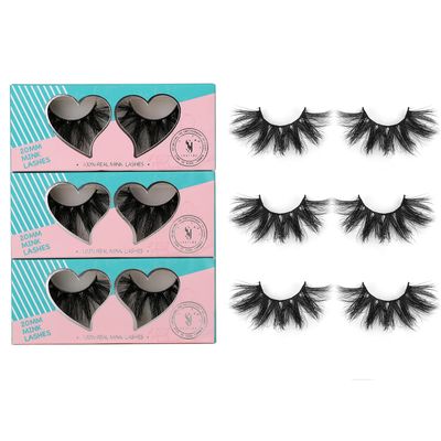 SY SHUYING 20mm Mink Lashes 3D Real Mink Eyelashes Fluffy Dramatic False Eyelashes 6D Long Thick Soft Reusable Full Volume Strip Eye Lashes (3 Pairs, Honey)