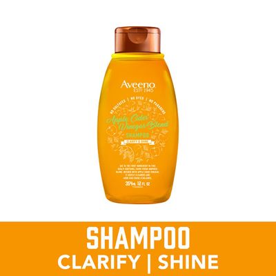 Aveeno Apple Cider Vinegar Shampoo Conditioner for Balance & High Shine, Daily Clarifying & Soothing Scalp Shampoo for Oily or Dull Hair, Paraben & Dye-Free, 12 Fl Oz