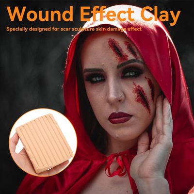 Scar Wax, Wound Effect Clay Scar Professional Fake Moulding Skin Wax for Stage Special Effects Halloween SFX Theatrical Makeup