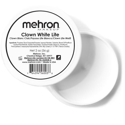Mehron Makeup Clown White Lite | Professional Face Paint &amp; Body Paint | White Cream Makeup, White Face Paint Makeup for Clown Makeup, Stage, Film, Cosplay, Mime, &amp; Halloween 2 oz (56g)