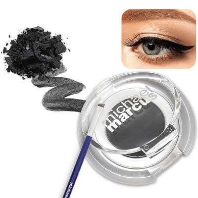 michael marcus Cake Eyeliner &amp; Brush - 2 Piece Water Activated Dry Pressed Eyeliner &amp; Professional Brush - Long-Lasting, Vibrant Color, Smudge Resistant - Cruelty Free Paraben Free (Kohl)