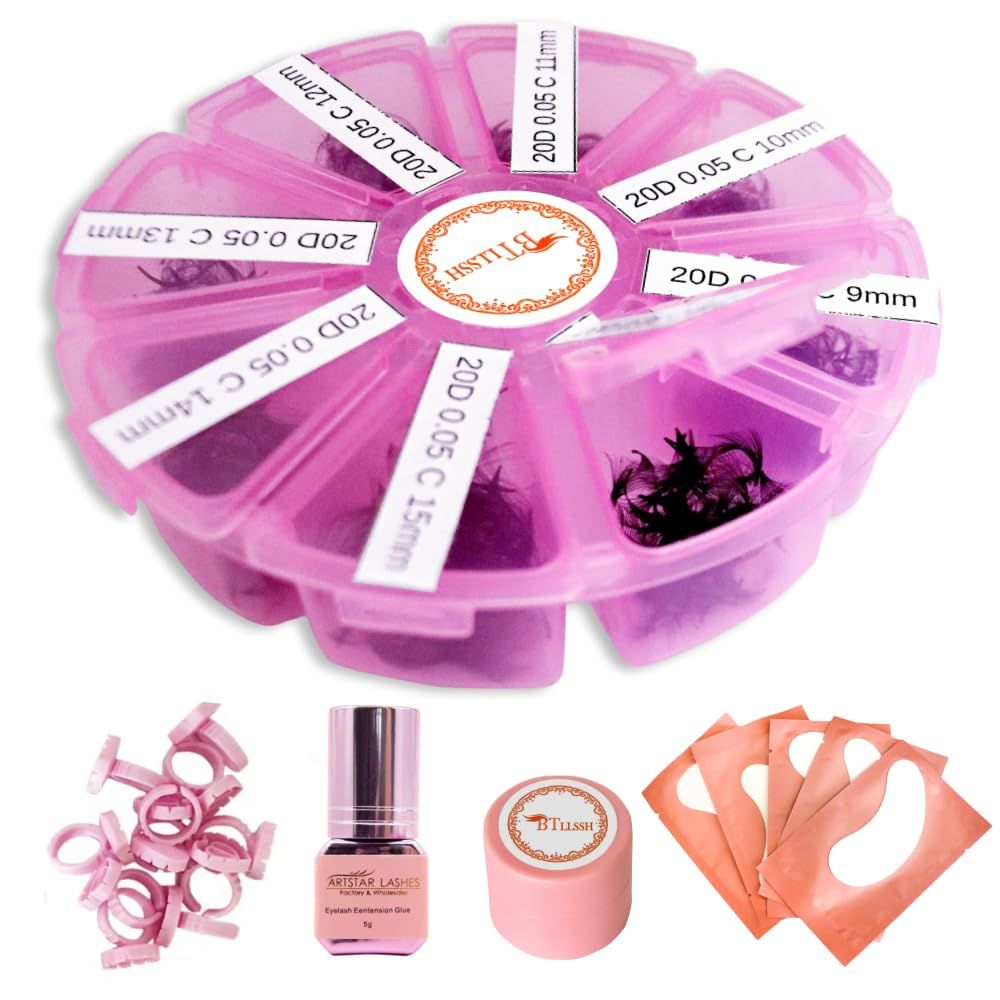 BTLLSSH 800Pcs Loose Cluster Lashes 0.31-0.63INCH Lash Clusters DIY Eyelash Extensions c curl cat eye false eyelashes &amp; adhesives Mega Volume Individual Lashes Eyelash Clusters Extensions(20D 0.05C)