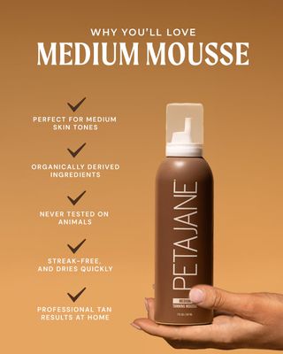 Medium Tanning Mousse 7oz - Sunless Self-Tanner for a Natural, Streak-Free, Organically Derived, Lightweight & Fast Absorbing, Non-Sticky, For All Skin Types, Vegan & Cruelty-Free