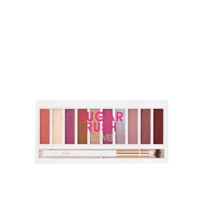 FLOWER BEAUTY By Drew Barrymore Shimmer  Shade Eyeshadow Palette - Neutral Colors  Ten Shades - Mix  Layers Shades - Easily Blendable  Rich Color Payoff - Brush Included (Sugar Rush)