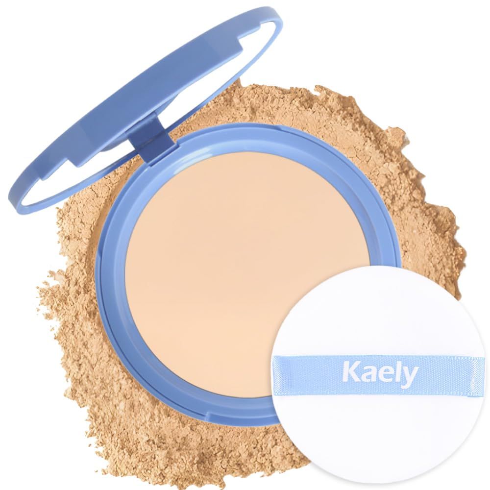 Kaely Oil Control Face Pressed Powder,Perfection Matte Compact Powder,Long Lasting Waterproof Finishing Powder Makeup,polvo compacto de maquillaje,Lightweight,Vegan,02 Natural Beige