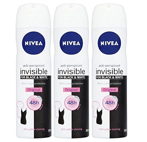 Nivea for Women Anti Perpirant Spray Invisible for Black &amp; White 48h 150 Ml (Pack of 3)