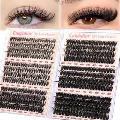 Calphidar Eyelash Clusters 30D40D50D60D80D100D Lash Clusters Wispy Individual Lashes 476PCS D Curl Lash Extension 8-16MM Natural Lashes Clusters DIY Cluster Eyelash Extensions for Beginners