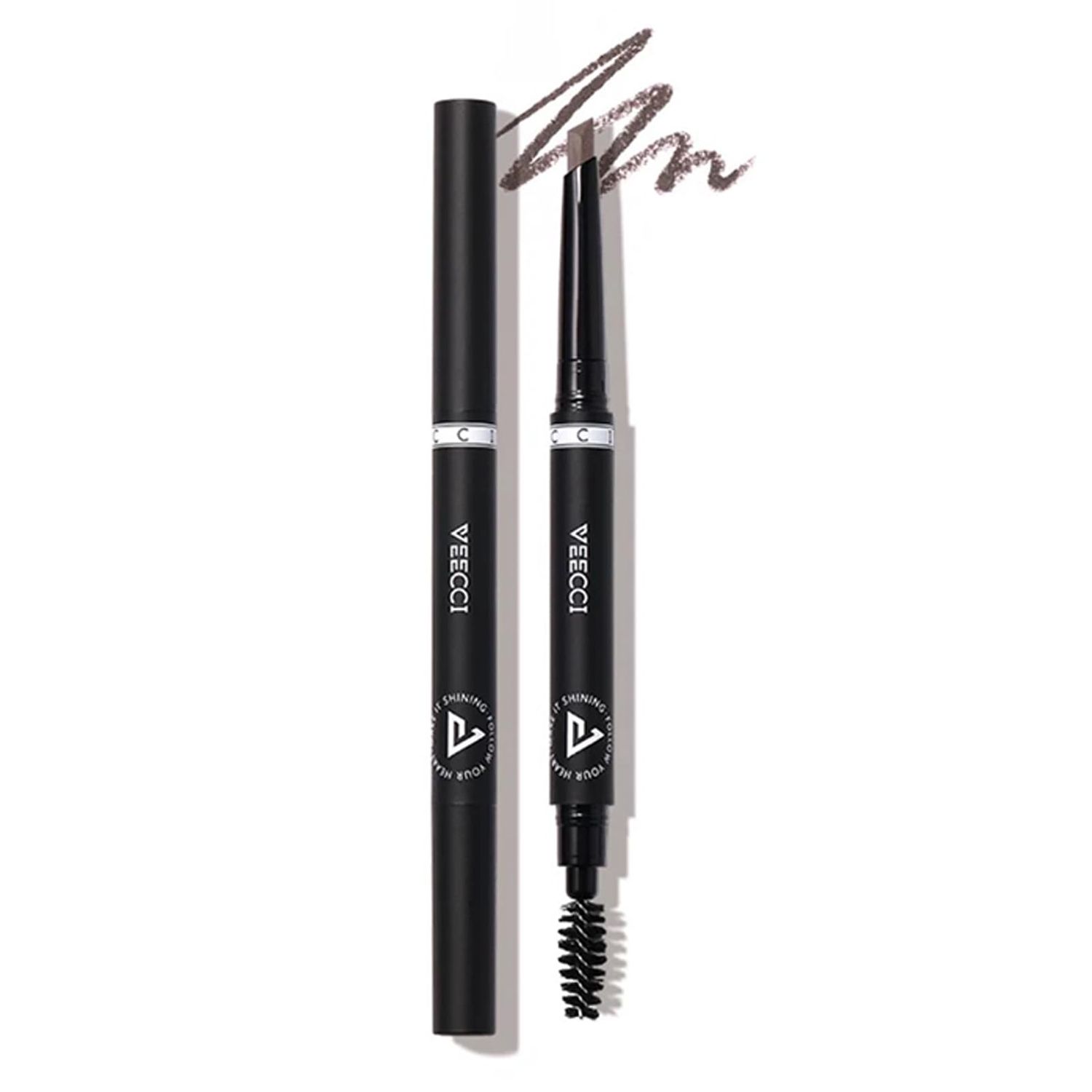 VEECCI Diamond Eyebrow Pencil - Quick Fill, Smudge-Proof, Nourishing Formula for Effortless Brows| Flexible Brush Head, Natural &amp; Waterproof Microblading Brow Pen for Women (Grey Brown)