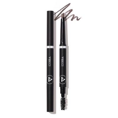 VEECCI Diamond Eyebrow Pencil - Quick Fill, Smudge-Proof, Nourishing Formula for Effortless Brows| Flexible Brush Head, Natural &amp; Waterproof Microblading Brow Pen for Women (Grey Brown)