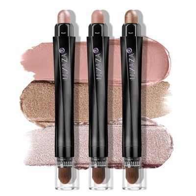 LUXAZA PRO Classic 3PCS Neutral Eyeshadow Stick Makeup Set, Metallic Shimmer Matte Cream Eye Shadow Eyeliner Brightener Pencil Crayon - H1