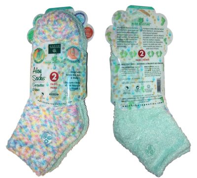 Earth Therapeutics Aloe Socks, 2 Pair Per Package (1 Pair Multi-colored, One Pair Aqua) by Earth Therapeutics