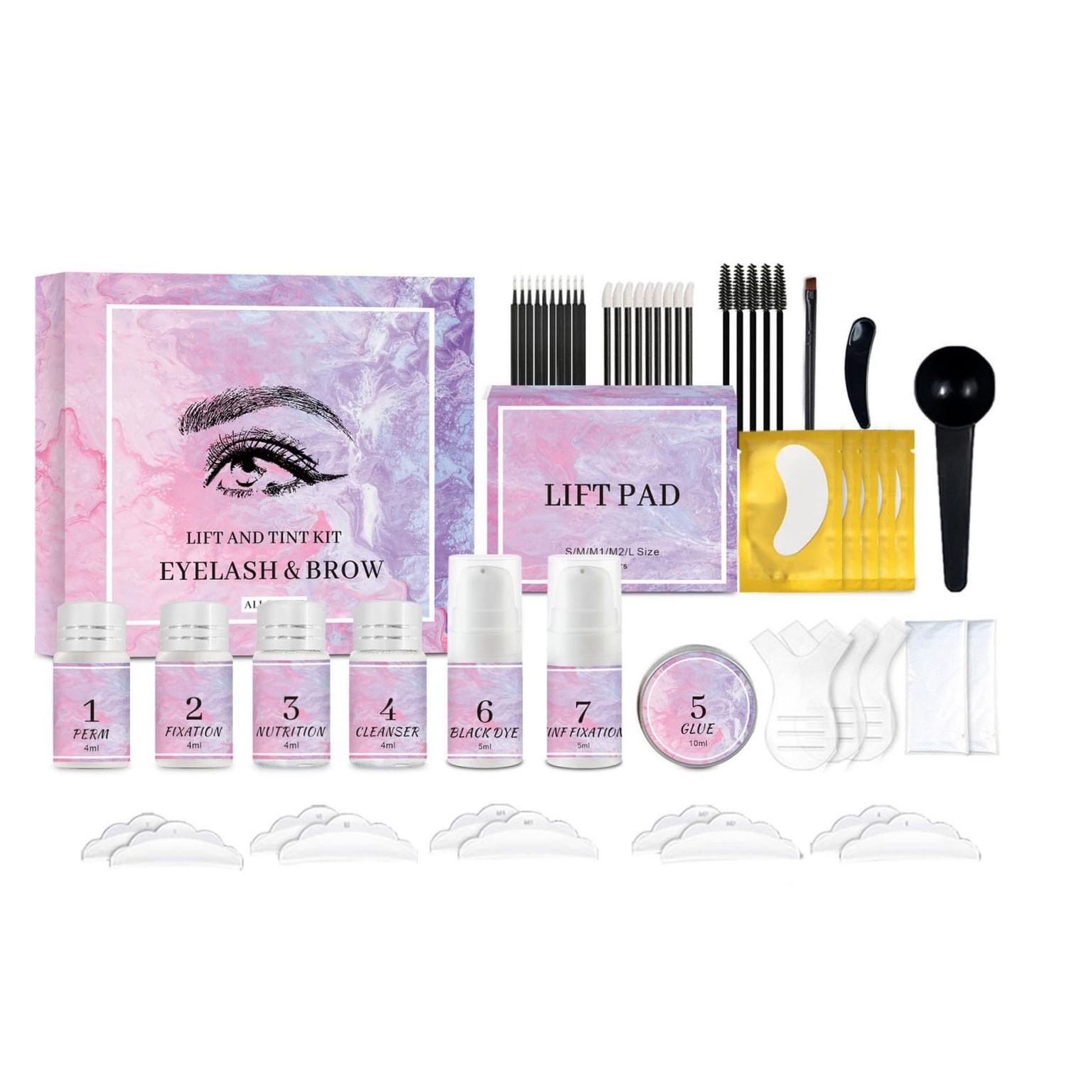 NAOLVE Lash Lift Kit &amp; Brow Lamination Kit 4 IN 1, Professional Eyelash Lifting Kit, Eyebrow Lamination Kit with Black, Eyelash Perm Kit with All Tools, Lasts for 8 Weeks, Easy to Use, for Salon Home