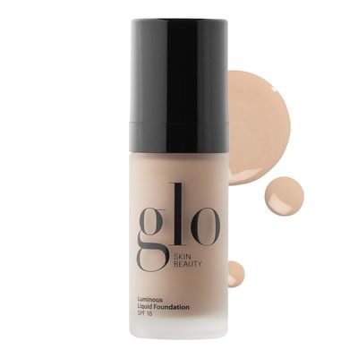 Glo Skin Beauty Luminous Liquid Mineral Foundation Makeup with SPF 18 (Naturelle) - Improves Uneven Skin Tone, Smooths &amp; Corrects Imperfections, Sheer to Medium Coverage, Dewy Finish