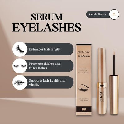 GENDA Eyelash Growth Serum for Thicker, Stronger and Longer Eye Lashes, Grow Fuller and Voluminous Looking Lash and Brows with Nourishing and Fortifying Roots For Chics, Vegan and Cruelty Free (4 ml)