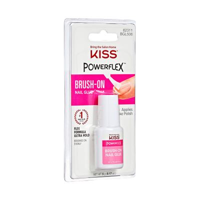 KISS PowerFlex Brush-On Nail Glue - Fast Drying Adhesive for Glue-On Nails & Repairs with Brush-On Applicator, Ideal for Tips & Wraps, Net Wt. 0.17 oz (5g) 0.7 Oz (Pack of 1)