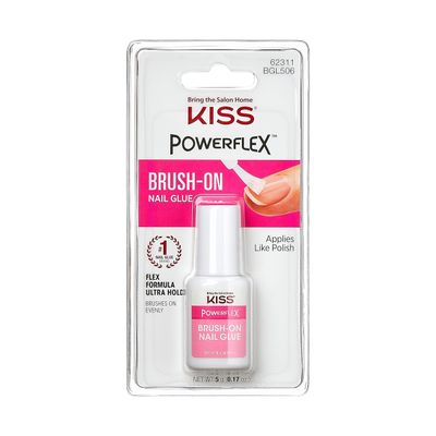 KISS PowerFlex Brush-On Nail Glue - Fast Drying Adhesive for Glue-On Nails &amp; Repairs with Brush-On Applicator, Ideal for Tips &amp; Wraps, Net Wt. 0.17 oz (5g) 0.7 Oz (Pack of 1)