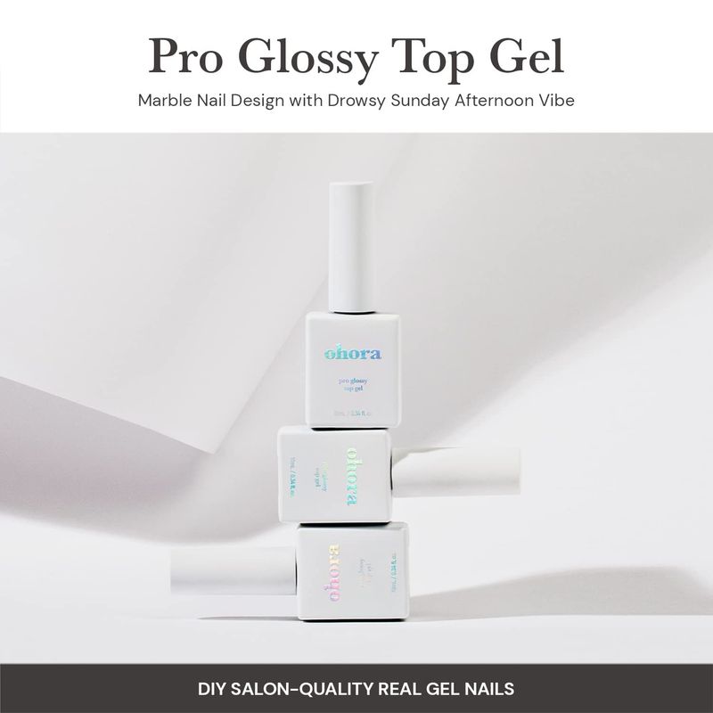 ohora Gel Nail Care (Pro Glossy Top Gel) - Corrects Nail Texture, Easy to Use &amp; Easy to Remove for Semi Cured Gel Nail Strip Application - Professional Salon-Quality for Healthy, Strong Nails